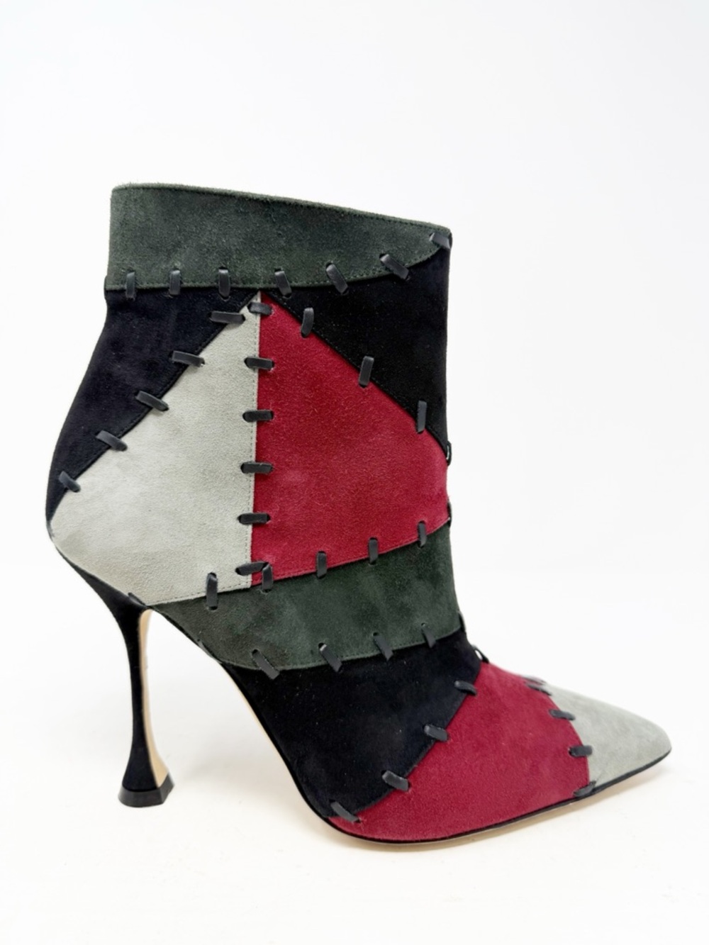 Manolo Blahnik Couturahi Patchwork Suede Zip Booties Womens Size EU 36.5 - Picture 5 of 10